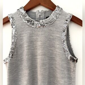 J CREW Gray Top with Sequin Beads Details Women Sleeveless Tank Tops Size XXS